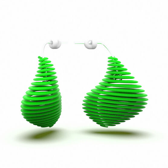 Green Helix 3D printed earrings