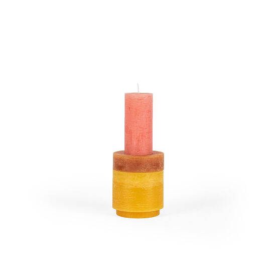 Yellow and pink candle stack