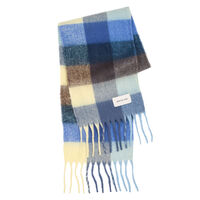 Navy check wide scarf