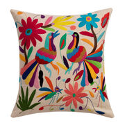 Mexican Otomi embroidered cushion cover (fantail birds and butterflies)