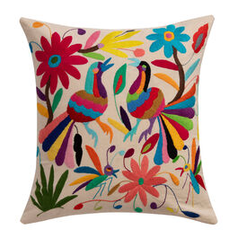 Mexican Otomi embroidered cushion cover (fantail birds and butterflies)
