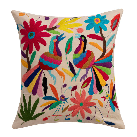 Mexican Otomi embroidered cushion cover (fantail birds and butterflies)