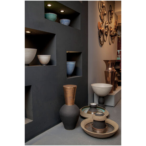 Textured black ceramic bowl