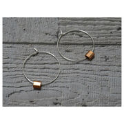 Silver and copper Ferrule hoop earrings