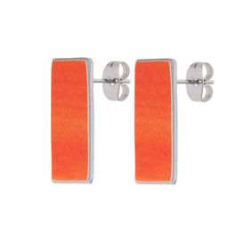 Orange textured retangular stud earrings