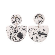 Black and white patterned crescent and circle earrings