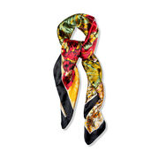 Black floral silk blend scarf