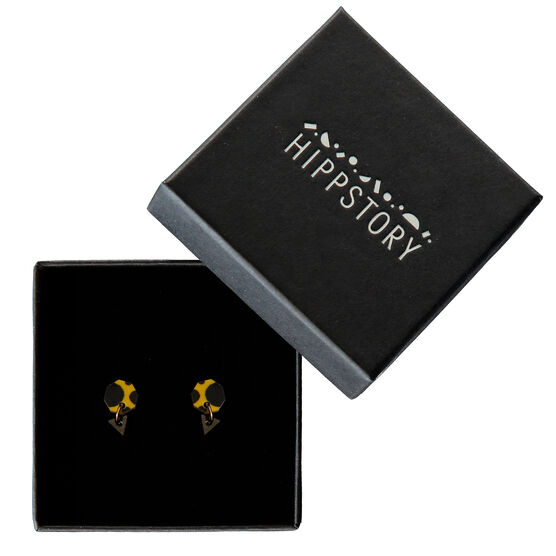 Poptagon yellow and black earrings