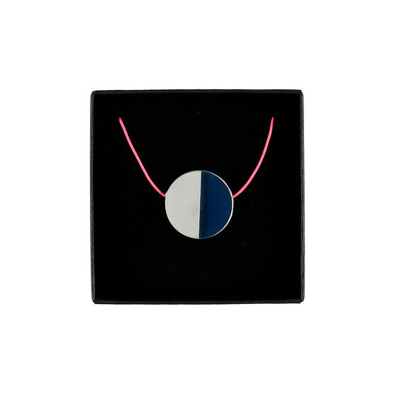 Concrete and navy disc necklace