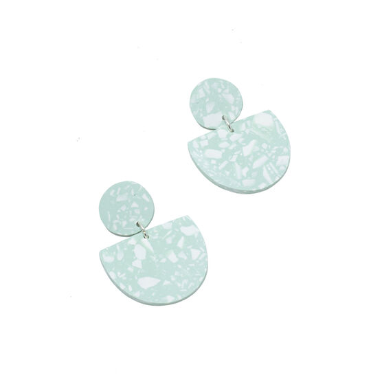Mint and white Crescent earrings