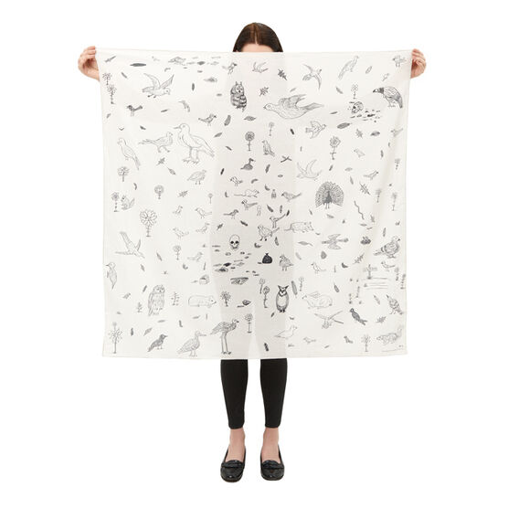 David Shrigley Bird cotton scarf