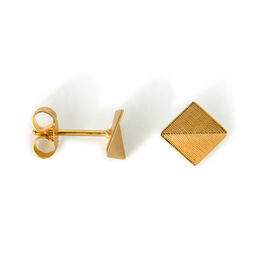 Gold fold square stud earrings