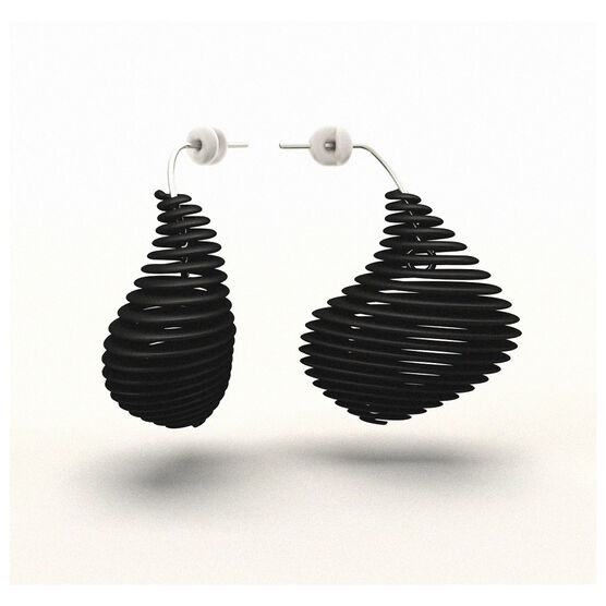 Black Helix 3D printed earrings