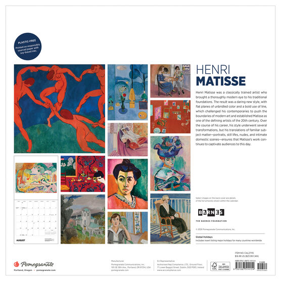 Henri Matisse Calendar 2027