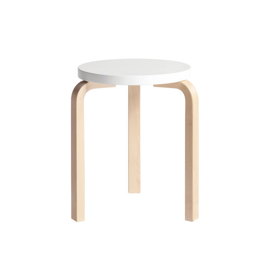 Alvar Aalto white lacquered Stool 60