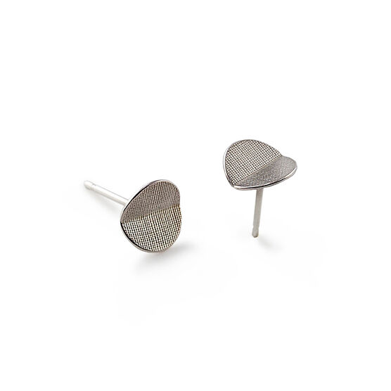 Silver fold circle stud earrings