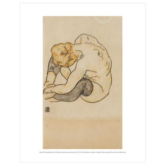 Egon Schiele: Squatting Woman mini print