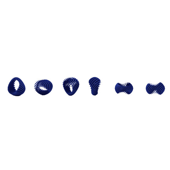 Blue 3d printed ring seen from all angles