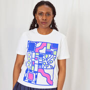 White T-Shirt (M) Pink Pattern - Kemi Telford 