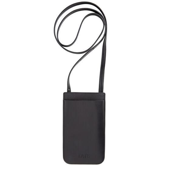 Recycled leather crossbody phone holder