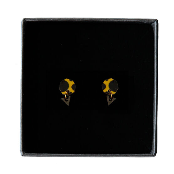Poptagon yellow and black earrings