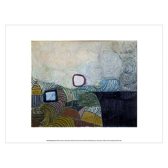 Victor Pasmore Spiral Motif in Green, Violet, Blue and Gold art print