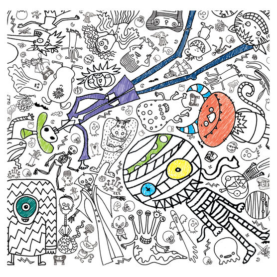 Monsters giant paper tablecloth colouring sheet