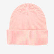 Pink knit beanie hat