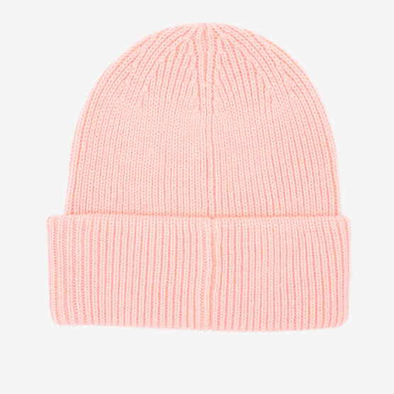 Pink knit beanie hat