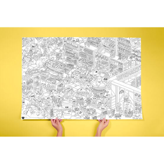 Supermarket giant colouring poster