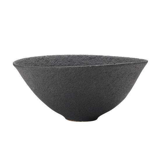 Textured black ceramic bowl
