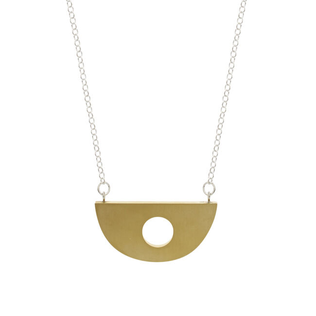 Brass semi circle pendant necklace short chain Jewellery Tate Shop Tate
