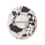 oval shaped black and white brooch - back