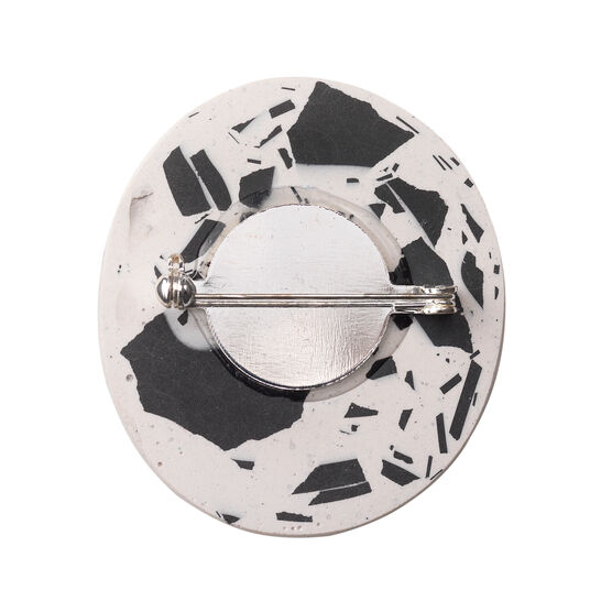 oval shaped black and white brooch - back