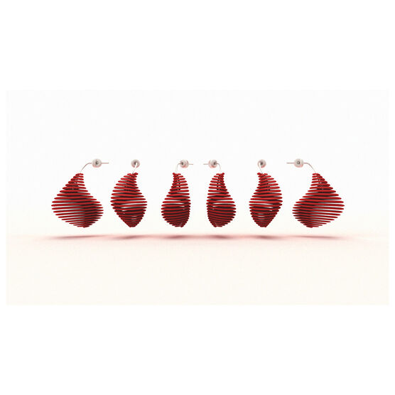 Red Helix 3D printed earrings