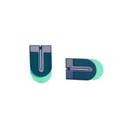 Blue U-shaped earrings