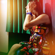 Lazy Oaf Art Block gilet dress