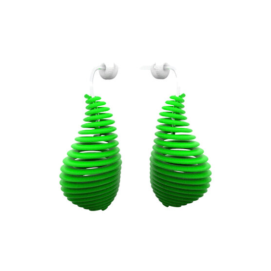 Green Helix 3D printed earrings