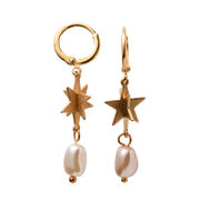Bronze 3D star pearl drop earrings