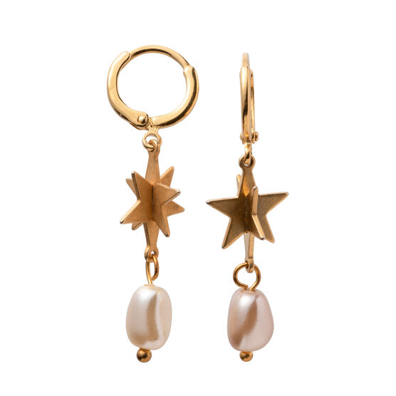 Bronze 3D star pearl drop earrings