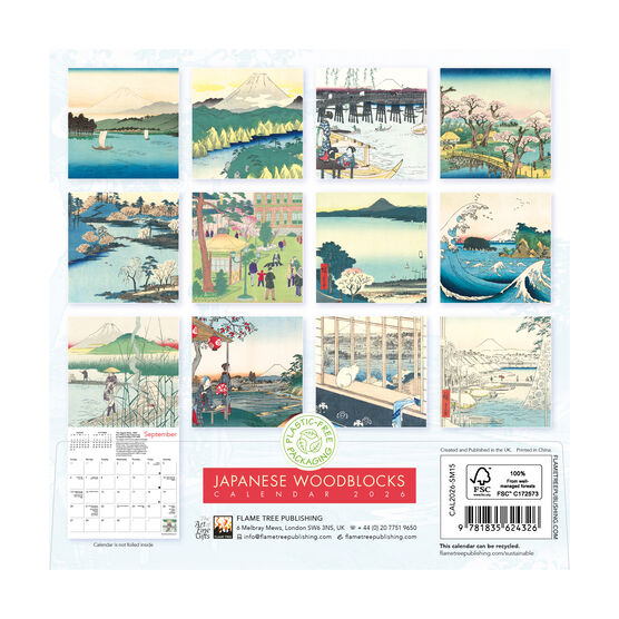 Japanese Woodblocks 2026 mini wall calendar