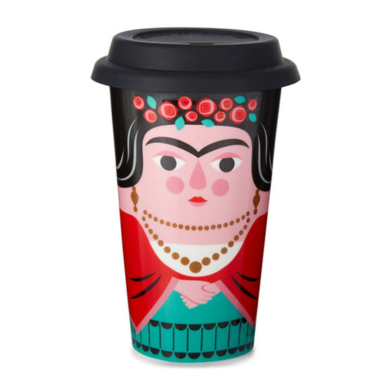 Frida Kahlo ceramic  travel mug