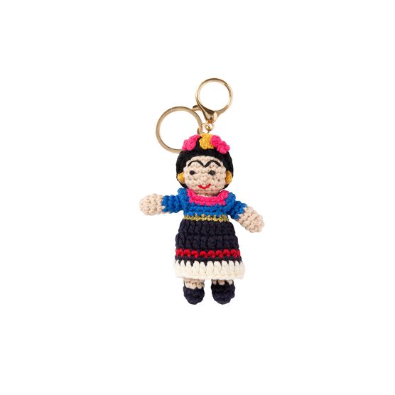 Frida Kahlo crochet doll keyring