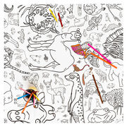 Animals giant paper tablecloth colouring sheet