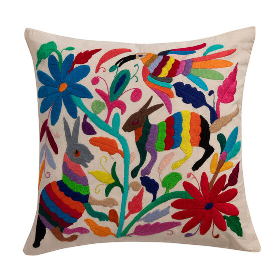Mexican Otomi embroidered cushion cover (armadillos)