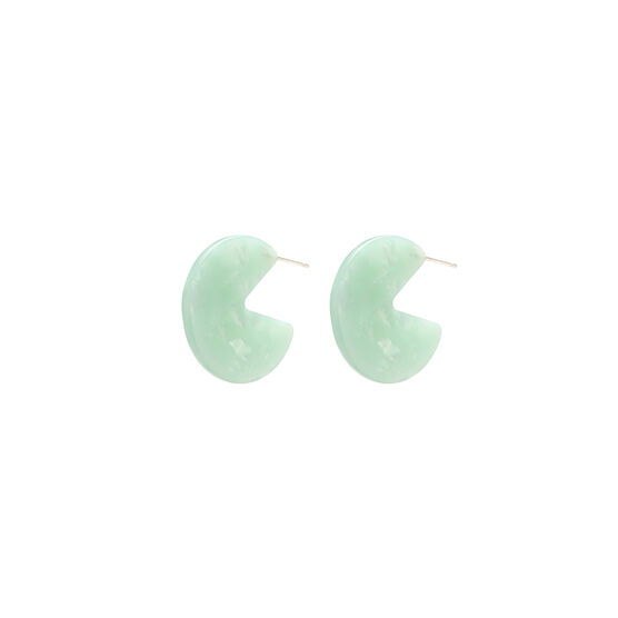 Mint coloured eco-resin curved earrings