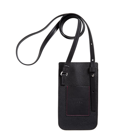 Recycled leather crossbody phone holder