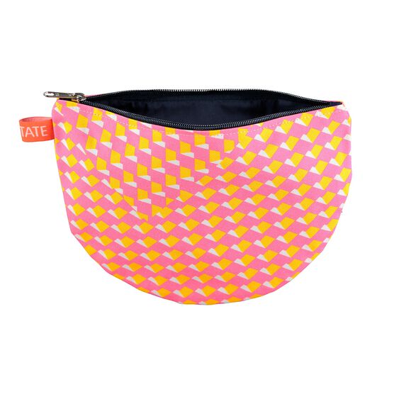 Laura Spring geometric pink and yellow pouch