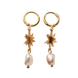 Bronze 3D star pearl drop earrings