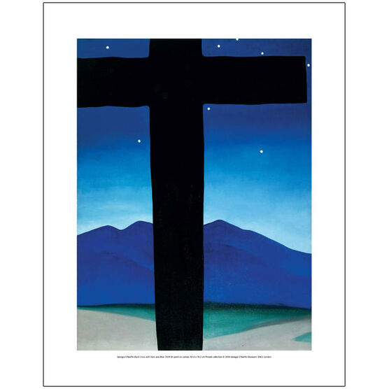 Georgia O'Keeffe Black Cross with Stars and Blue (mini print)
